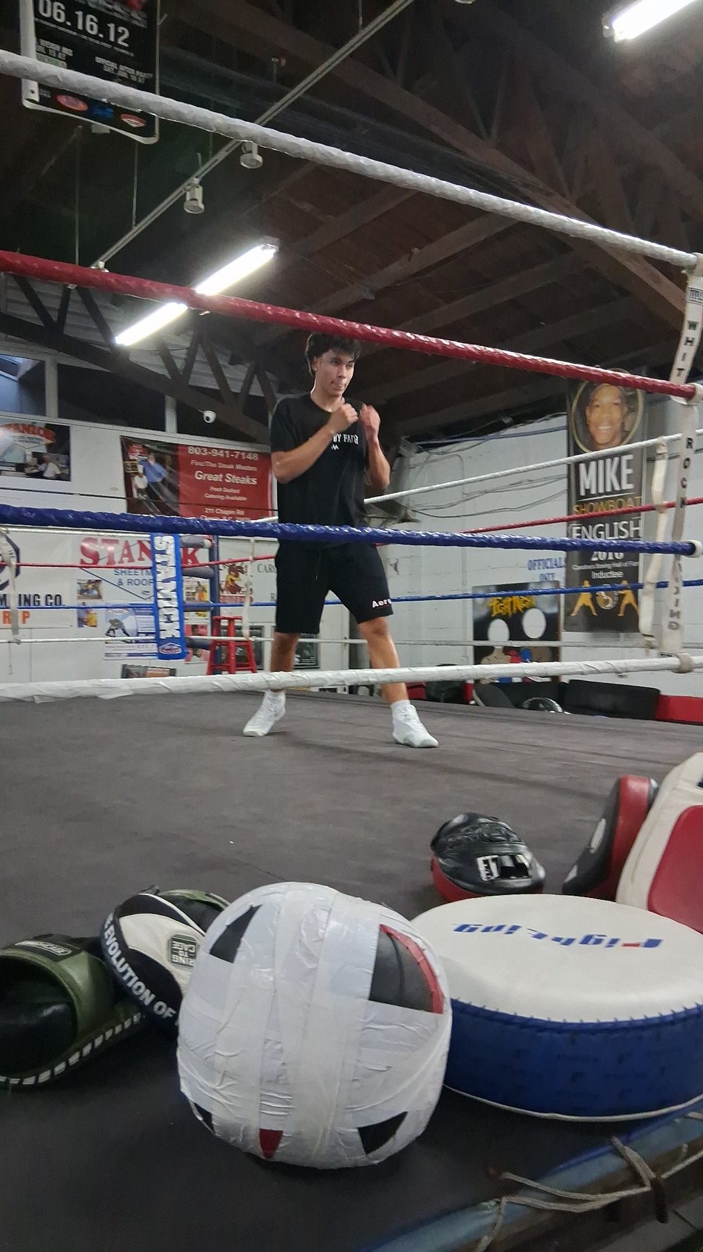 Luke Sevilla training in a boxing ring