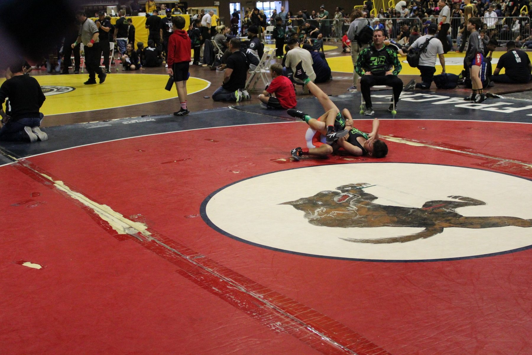 Luke Sevilla competing during youth wrestling