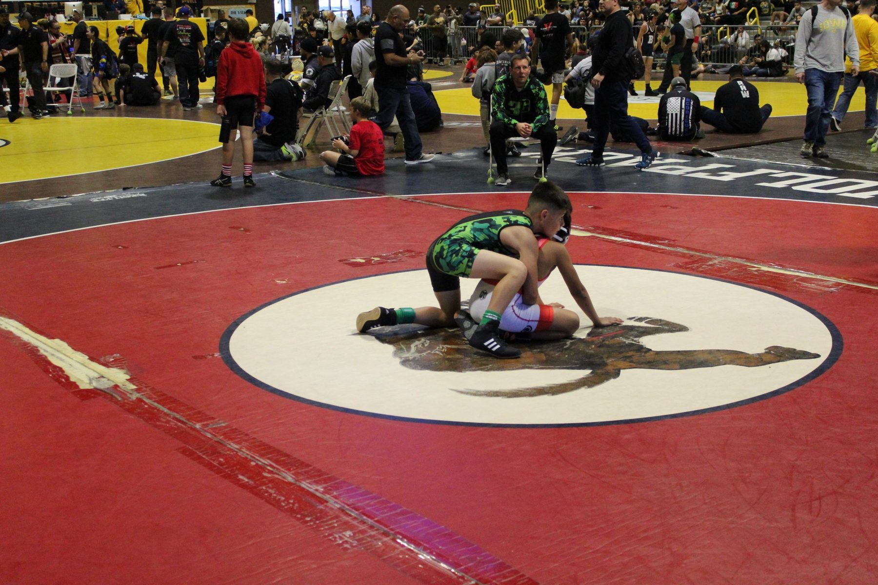 Luke Sevilla in a youth wrestling scramble