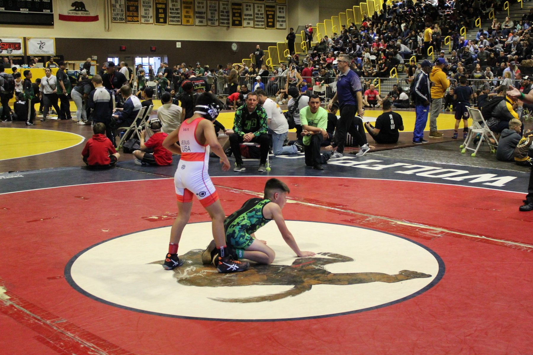 Luke Sevilla after a youth wrestling sequence