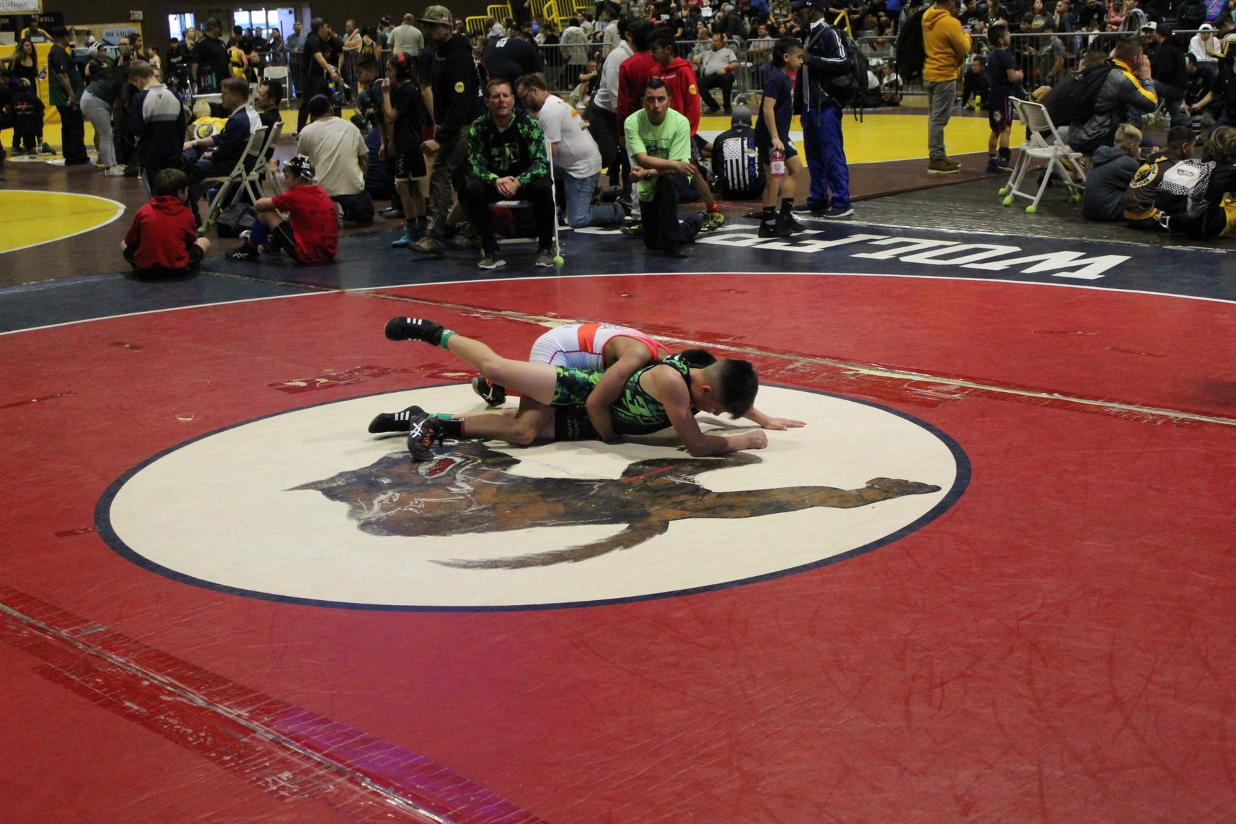 Luke Sevilla competing at a youth wrestling tournament